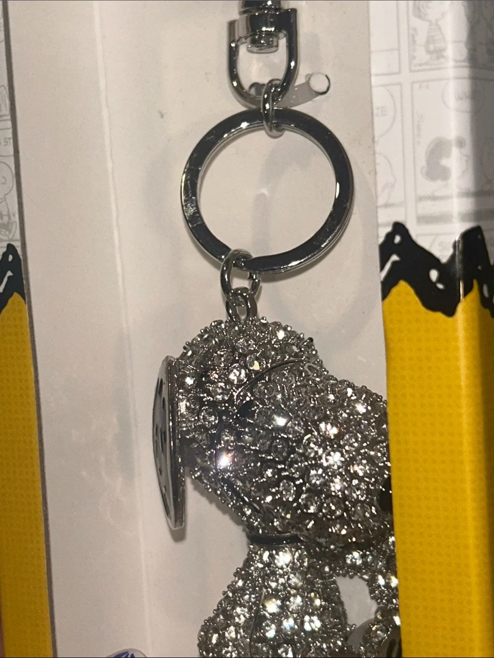 Peanuts Silver Rhinestone Snoopy Clip-On Bag Charm